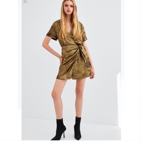 Zara Dresses & Skirts - ✨ Zara Gold Wrap Dress✨